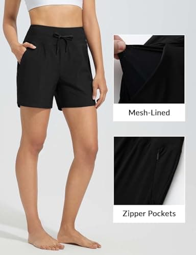 baleaf Women's Swim Board Shorts High Waisted Quick Dry UPF 50+ Modest Swimsuits 2025 Swimming Bottoms with Boxer Liner Zipper Pockets Black L - Image 2