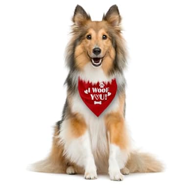 I Woof You Dog Bandana, Red Dog Bandana, Funny Cute Dog Bandana, Pet Dog Scarf Accessories, Pet Dog Triangle Scarf, Accessories for Small Medium Dogs Pets, Gift for Dog Lover (F48) - Image 3
