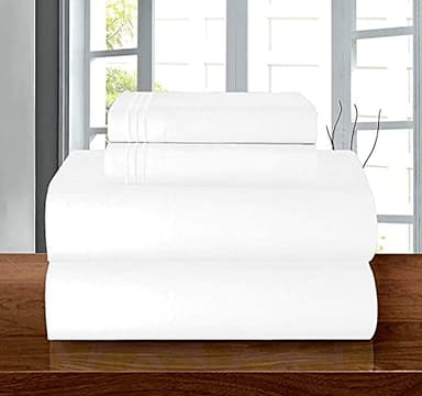 Elegant Comfort Luxury Soft 1500 Premium Hotel Quality Wrinkle Resistant Coziest Bedding Set, All Around Elastic Fitted Sheet, Deep Pocket up to 16inch, Queen, White - Image 1