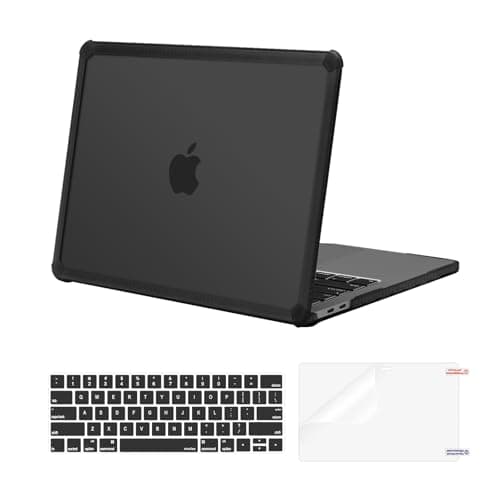 MOSISO Compatible with MacBook Pro 13 inch Case M2 2025-2016 A2338 M1 A2251 A2289 A2159 A1989 A1708 A1706, Anti-Cracking Heavy Duty Plastic TPU Bumper Hard Case&Keyboard Skin&Screen Film, Black - Image 1