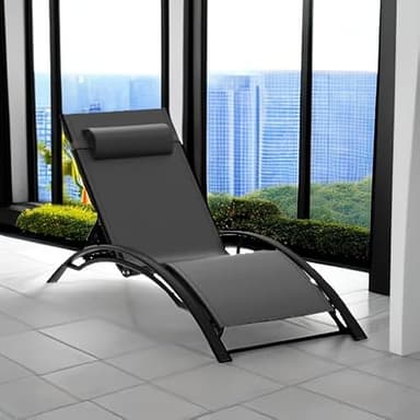 PURPLE LEAF Patio Chaise Lounge Set of 3 Outdoor Lounge Chair Beach Pool Sunbathing Lawn Lounger Recliner Chiar Outside Tanning Chairs with Arm for All Weather, Side Table Included, Black - Image 6