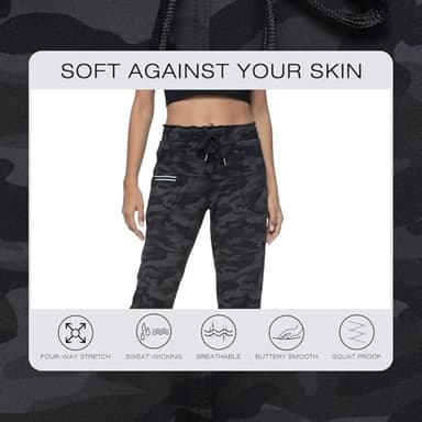 Haowind Joggers for Women with Pockets Elastic Waist Workout Sport Gym Pants Comfy Lounge Yoga Running Pants(Black Ash Camo L) - Image 3