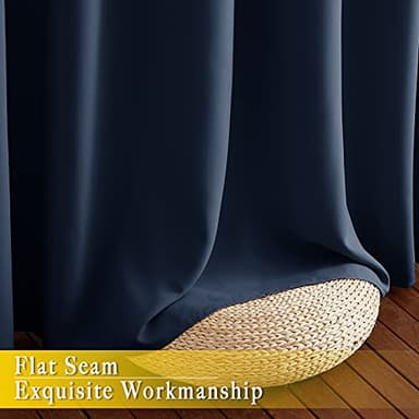 NICETOWN Navy Blue Blackout Room Divider Curtains 144 inch Length, Grommet Energy Saving Thermal Drapes Sound Reducing Window Treatments for Living Room, 1 Panel, W80 x L144 - Image 7