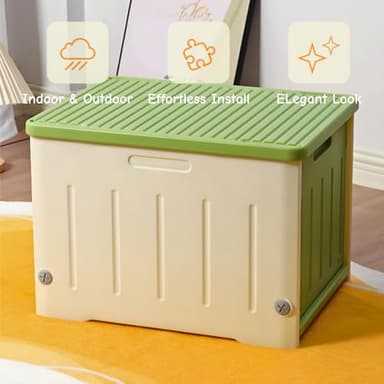 Nagpew Plastic Cat House Indoor Outdoor, Waterproof Feral Cat Shelter with Mat, Escape Door, Sturdy Large Pet House for Cats, Puppy, Rabbit, Easy Assemble, Green - Image 5