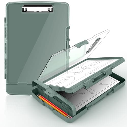 Sooez Original Clipboard with 2 Storage & Pen Holder, Heavy Duty Clip Boards 8.5x11 with Dual Storage, Clearview Dry Erase Coach Clipboard with Real Hinge, High Capacity, School & Office Supplies - Image 1