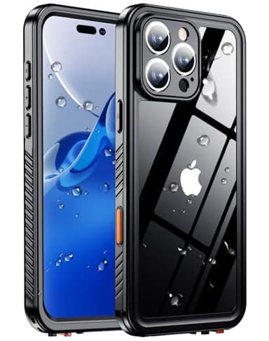 MOZOTER for iPhone 16 Pro Case Waterproof,[IPX8 Underwater Case][Full Body Shockproof & Military Dropproof] Clear Sound Quality Built-in Screen Protector for iPhone 16 Pro 6.3 inch-Black - Image 1