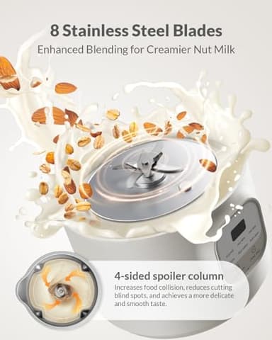 KIDISLE 6 in 1 Automatic Nut Milk Maker Blender, 20oz Homemade Coconut, Soy, Oat, Almond, Plant Based Milks and Non-Dairy Beverages with Delay Start/Keep Warm/Boil Water/Self-Cleaning, Cream - Image 4