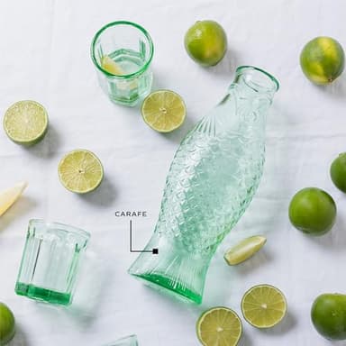 Serax Glass Water Pitcher | Fish & Fish glassware by Paola Navone | Wine Carafe Decanter 28.74 fl oz | Clear Green Bottle Container for hot & cold Drinks | Fridge Beverage Dispenser, Suitable as Vase - Image 4