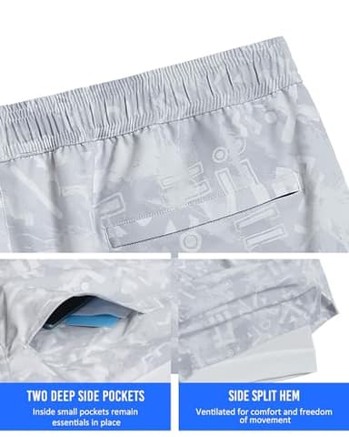 maamgic Mens 5" Gym Running Shorts for Men 2 in 1 Quick Dry Workout Athletic Shorts Notation Grey X-Small - Image 6