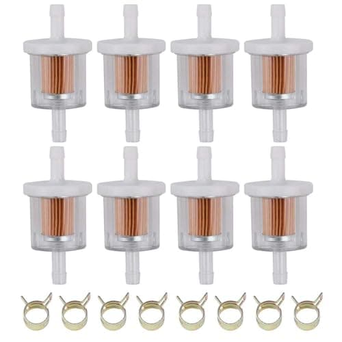 Tvent 1/4" Fuel Filter 691035 493629 for brigs and straton with Fuel line Camp Replacement for Kawsaki 49019-0027 49019-7001 845125 Motorcycle Motor Lawn Tractor Mower (Pack of 8) - Image 1