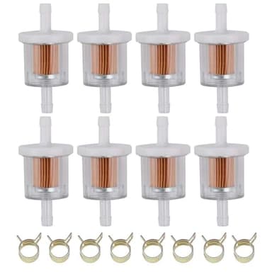 Tvent 1/4" Fuel Filter 691035 493629 for brigs and straton with Fuel line Camp Replacement for Kawsaki 49019-0027 49019-7001 845125 Motorcycle Motor Lawn Tractor Mower (Pack of 8) - Image 1