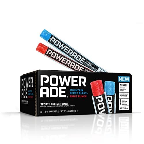 POWERADE Sports Freezer Bars, 1.5 oz, Refreshing Ice Pops with Electrolytes B Vitamins, Naturally Flavored with Other Natural Flavors, Mountain Berry Blast and Fruit Punch, 70 Count - Image 1