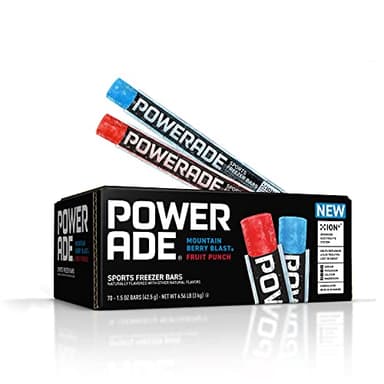 POWERADE Sports Freezer Bars, 1.5 oz, Refreshing Ice Pops with Electrolytes B Vitamins, Naturally Flavored with Other Natural Flavors, Mountain Berry Blast and Fruit Punch, 70 Count - Image 1