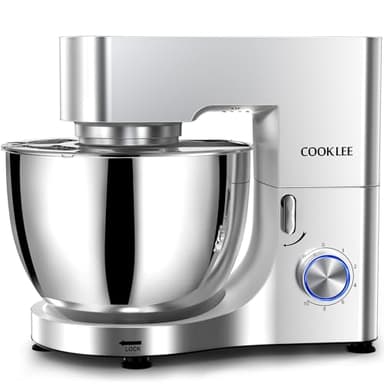 COOKLEE Stand Mixer, 9.5 Qt. 660W 10-Speed Electric Kitchen Mixer with Dishwasher-Safe Dough Hooks, Flat Beaters, Wire Whip & Pouring Shield Attachments for Most Home Cooks, Silver - Image 1