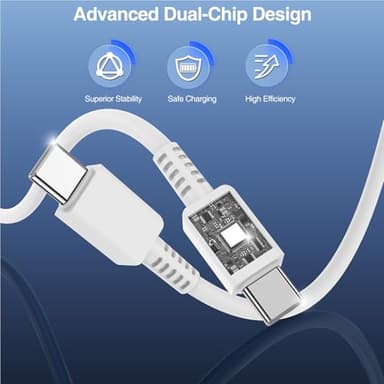 𝟐𝐏𝐚𝐜𝐤 45W Super Fast Charger Type C, For Samsung Galaxy S25 S24 Charger Block with 10FT Type C Charging Cord for Samsung Galaxy S25 S24 S23 /Ultra/S22/S21/S20, iPhone 16/15 Pro,Pro Max,Plus-White - Image 6