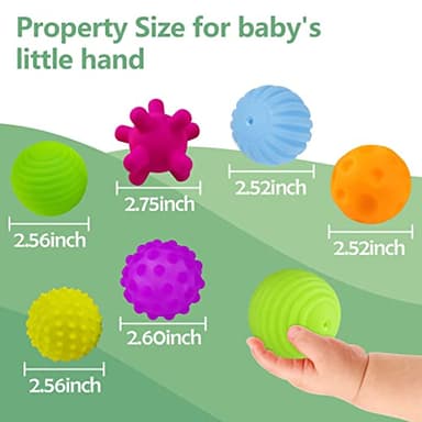 ROHSCE Sensory Balls for Baby Sensory Baby Toys 6 to 12 Months for Toddlers 1-3, Bright Color Textured Multi Soft Ball Gift Sets, Montessori Toys for Babies 6-12 Months Infant Toys (6 Pack) - Image 6