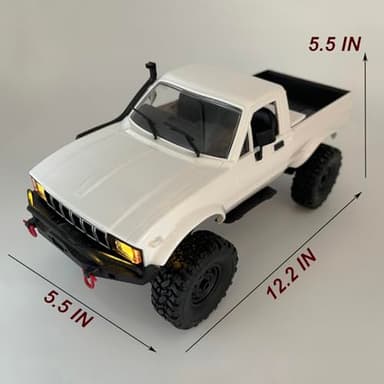 HLSFWDRIVE WPL C24-1 RC Rock Crawler RC Truck 4x4 1/16 Scale RC Crawler Off Road Remote Control Pickup 2.4G All Terrain RTR with Proportional Throttle Steering Led Light Adult - Image 2