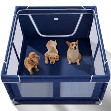 Puppy Playpen Indoor for Dog Small Pets, Dog Playpen 42x42 x25 inch, Dog Play Pen Indoors with Gate, Oxford Fabric Pet Exercise pens for Puppy, Anti-Tipping Dog Enclosure with Zipper Door - Image 1