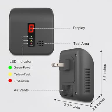 Natural Gas Detector,Y401 Plug in Gas Leak Detector, Propane Gas Detector for Home, Kitchen,Leak Gas Alarm for LNG,LPG,Methane,Camper (1Pack, Black) - Image 2