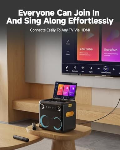 Ikarao Smart Karaoke Machine for Adults - with Lyrics Display, 32GB Karaoke Tablet, 2 Wireless Mics, Professional Karaoke System, 300W Peak Power, 4 DJ Lights, Karaoke Speaker for Any Occasion - Image 8