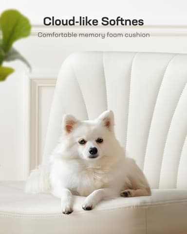 Marsail Criss Cross Chair with Wheels: PU Leather Cross Legged Office Chair Wide Armless Desk Chair Swivel Height Adjustable Vanity Chair for Make Up,Small Space,Bed Room(Beige) - Image 5