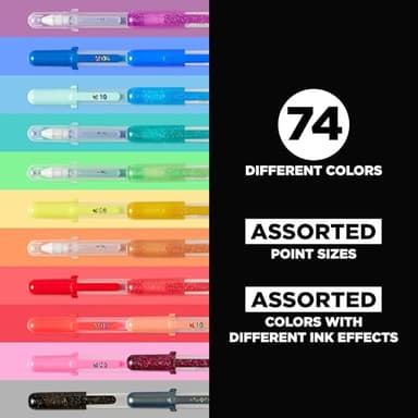 SAKURA Gelly Roll Gel Pens - Gift Set - Ink Pen Set - Art DIY Projects - Assorted Point Sizes with Storage Case - Assorted Colored Ink with Special Effects - 74 Pack - Image 2