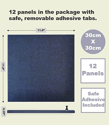 DECORITA Felt Wall Tiles | Large Cork Board Alternative | Aesthetic Felt Bulletin Board for Office, Home & Classroom | Large Cork Boards for Walls Pinboard (12-Pack) | Dark Blue - Image 4