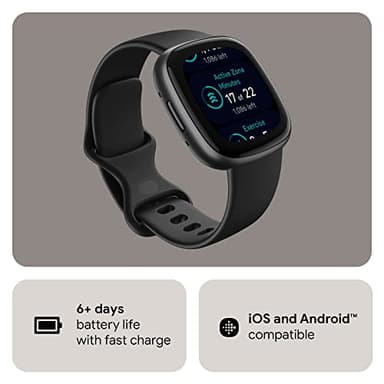 Fitbit Versa 4 Fitness Smartwatch with Daily Readiness, GPS, 24/7 Heart Rate, 40+ Exercise Modes, Sleep Tracking and more, Black/Graphite, One Size (S & L Bands Included) - Image 6