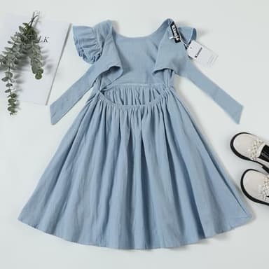 Kionio Baby Girl Toddler Dress Girls Summer Dresses Cotton Sleeveless Halter Tie Back Kid Ruffle Sundress Casual Party Beach - Image 6