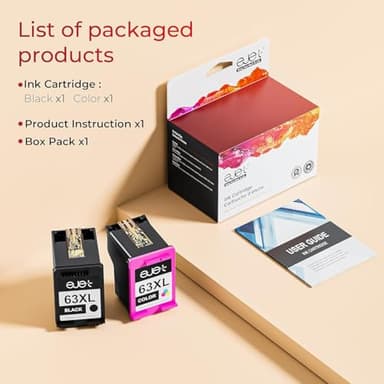 ejet 63XL Ink Cartridge Combo Pack Replacement for HP 63 Ink 63XL Ink Cartridges Black and Color for OfficeJet 3830 4650 5255 5258 4655 4652 3833 Envy 4520 4512 DeskJet 1112 3630 (1 Black,1 Tri-Color) - Image 4