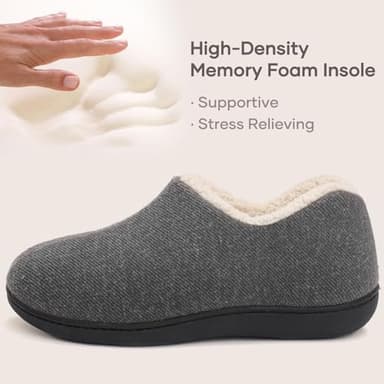 ULTRAIDEAS Women's Indoor Loafer House Slippers with Memory Foam, Ladies Warm Closed Back House Shoes with Non-Slip Outdoor Rubber Sole（Grey，size 9） - Image 2