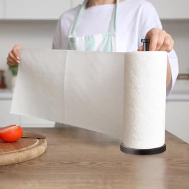 Steelware Central Black Paper Towel Holder Countertop Stainless Steel Paper Towel Stand with Weighted Non-Slip Base - One-Handed Tear, Rust-Resistant - Image 5