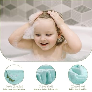 WODHOY Toddler Towels with Hood for 0-5 Years, 2-Pack Toddler Bath Towel 50"x32" Large Size Baby Bath Towel for Girl Boy, Soft Absorbent Kids Towels with Animal Hooded, Baby Bath & Hooded - Image 7