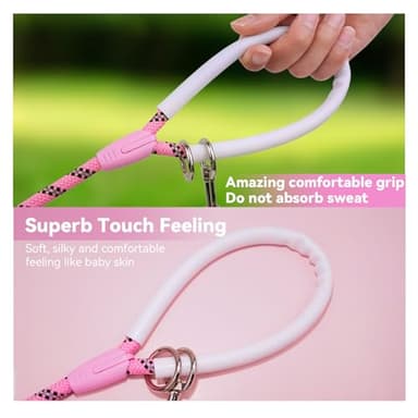 Codepets Nylon Dog Leash 6FT 10FT 20FT 30FT Diameter 2/5 Inch with Comfortable Silicone Handle Highly Reflective No Tangle for Medium Large Dogs Outside Walking Camping Backyard. (Pink, 20FT) - Image 3