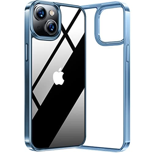 TORRAS Diamond Clear Designed for iPhone 14 Case & iPhone 13 Case[Never Yellowing] [Military Grade Anti-Drop] Hard PC Back Flexible Bumper Shockproof Protective Slim Phone Cover 6.1 inch, Blue - Image 1