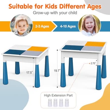 Arscniek Toddlers Activity Table 7 in 1 Kids Activity Tables and Chair Set with 152Pcs Large Marble Run Building Blocks, Sand/Water Tables, Kids Learning Play Table Toys for Girls Boys Toddler Age 3-7 - Image 3