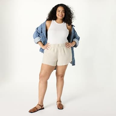 The Drop Women’s Essie Linen Pull On Mini Short, Natural Linen, XS - Image 7
