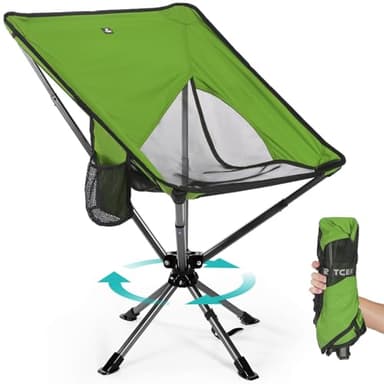 TCEK Swivel Portable Chair - Small Compact Collapsible Folding Chairs for Adults, Setup in 8 Seconds, Lightweight Outdoor Backpack Chair for Camping, Travel, Hiking, Beach, Support 300 LBS - Image 1