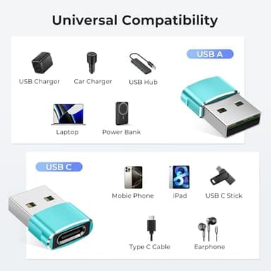 Basesailor USB to USB C Adapter 3 Pack,Type C Female to USB A Male Charger Cable Converter for Apple Watch Ultra iWatch Series 9 7 SE,AirPods Pro 2,iPhone 15 14 13 12 Plus Max,iPad 9 10 Air 4 5 Mini 6 - Image 3