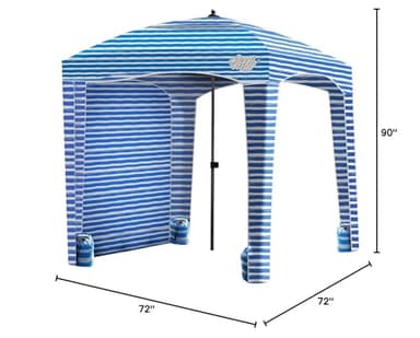 Qipi Beach Cabanas for Sand, Beach Canopy with Sandbags & Side Wall for 4 People, Easy Set Up 6' x 6' Sun Shelter, UPF 50+ UV Protection with Roof Vent, Portable for Camping, Fishing, Picnics - Image 9