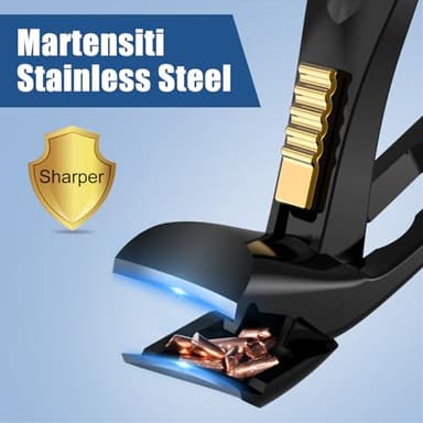 SHINLEA Nail Clippers for Seniors Thick Toenail, Professional Fingernail Toenail Clippers with Catcher, Sharp Wide Opening and Long Handle Nail Cutter for Men Women, Black - Image 2