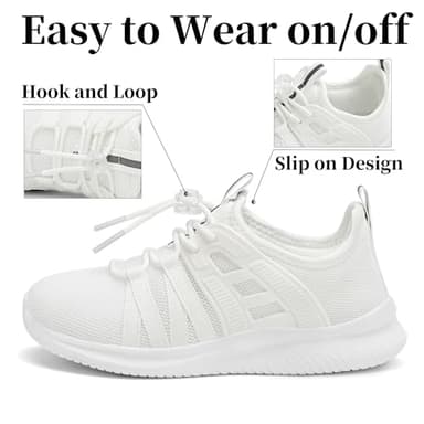 TOTOMONA Kids Running Shoes Slip on Sneakers for Girls Boys Adjustable Outdoor Toddler Walking Shoes Lightweight White Size Little Kids 13 - Image 4