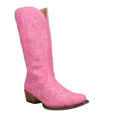 ROPER Womens Riley Embroidered Snip Toe Casual Boots Mid Calf Low Heel 1-2" - Pink - Size 8.5 M - Image 2