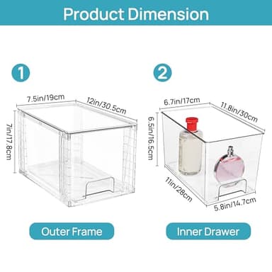 Vtopmart 4 Pack Large Stackable Storage Drawers,Easily Assemble Acrylic Bathroom Closet Undersink Organizers and Storage,Plastic Bins for Kitchen Cabinets,Pantry,Makeup,Medicine Organization - Image 3