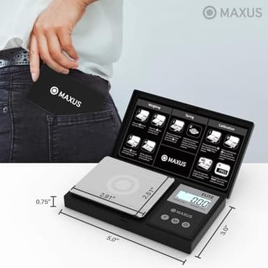 MAXUS Digital Pocket Gram Scale 500g x 0.01g High Precision with Tray, Weighs Small Food, Jewelry, Ounces, Grains, LCD Display, Tare Function - Image 2