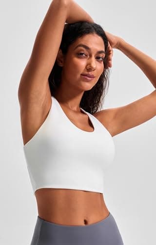 JOYSPELS Sports Bras for Women Extra Comfort Criss-Cross Back Padded Workout Tops for Women Medium Support White - Image 2