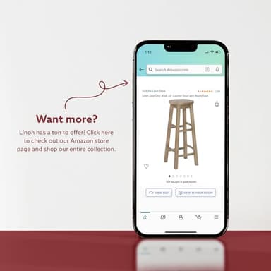 Linon Zeke White 24" Counter Stool with Round Seat - Image 15