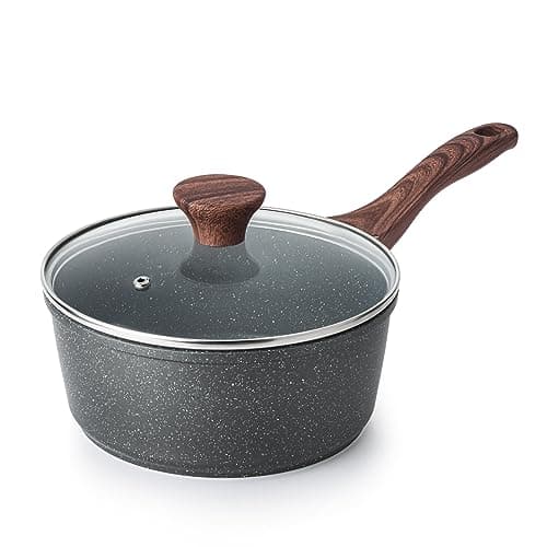 SENSARTE Nonstick Saucepan with Lid, 2.5 Quarts Medium Pot with Swiss Granite Coating, Stay-cool Handle, Sauce Pan Small Kitchen Cooking Pot, Induction Comptable, Free of Intentionally Added PFOA - Image 1