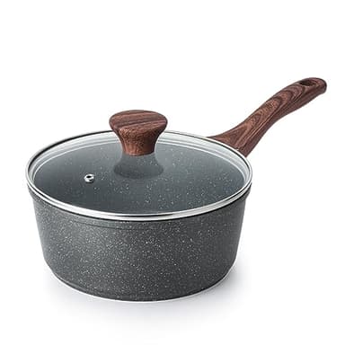 SENSARTE Nonstick Saucepan with Lid, 2.5 Quarts Medium Pot with Swiss Granite Coating, Stay-cool Handle, Sauce Pan Small Kitchen Cooking Pot, Induction Comptable, Free of Intentionally Added PFOA - Image 1