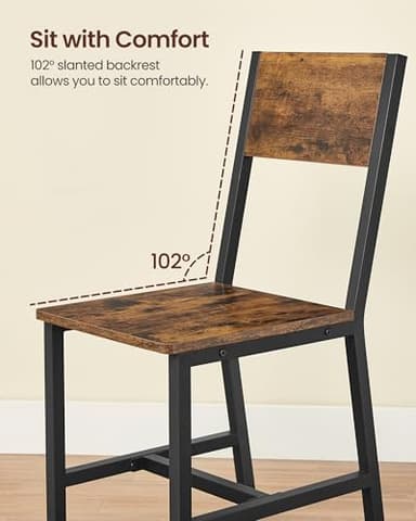 VASAGLE Dining Chair Set of 4, Rustic Wood Chairs with Metal Steel Frame, Easy to Assemble, Comfortable Seat, Modern Farmhouse Chair for Kitchen, Bedroom, Living Room, Rustic Brown and Ink Black - Image 6